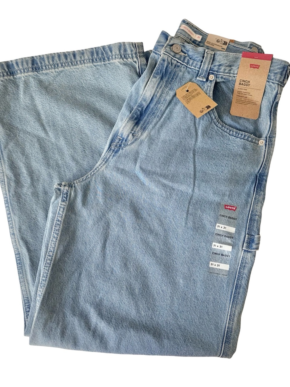 NWT Levi’s Women’s Light Wash Cinch Baggy Carpenter Jeans Size 31 x 31
